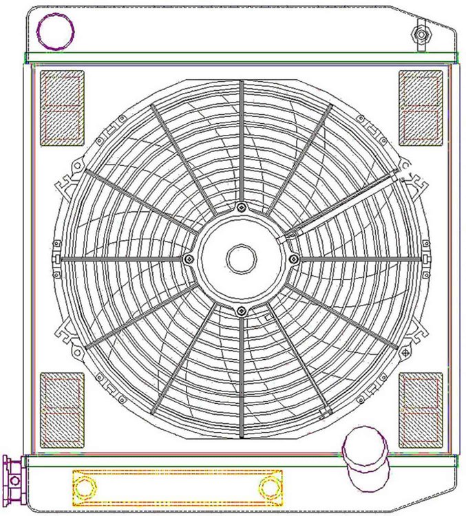 ClassicCool ComboUnit Universal Fit Radiator and Fan Single Pass Crossflow Design 22" x 19" with Transmission Cooler