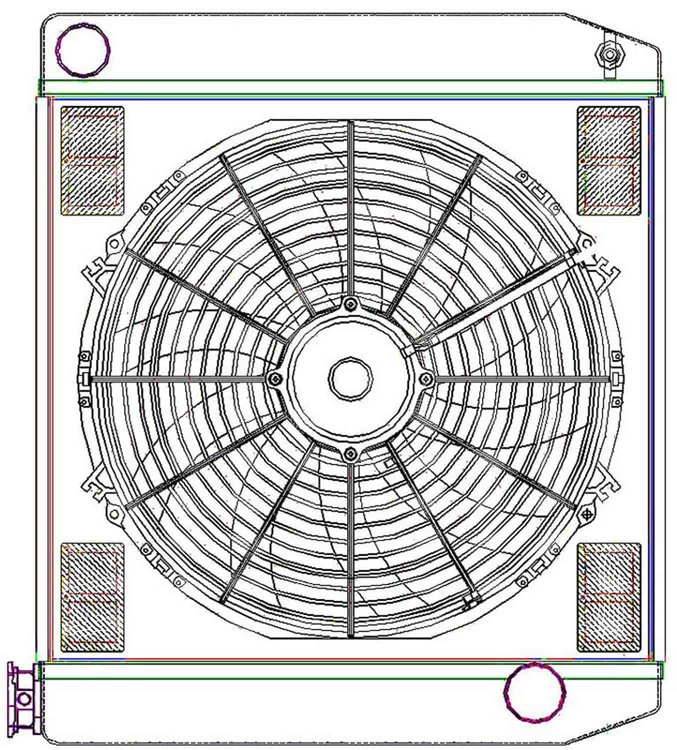 ClassicCool ComboUnit Universal Fit Radiator and Fan Single Pass Crossflow Design 22" x 19" with Straight Outlet
