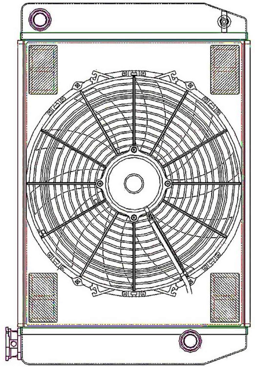 ClassicCool ComboUnit Universal Fit Radiator and Fan Single Pass Crossflow Design 24" x 15.50" with 16AN Inlet/Outlet
