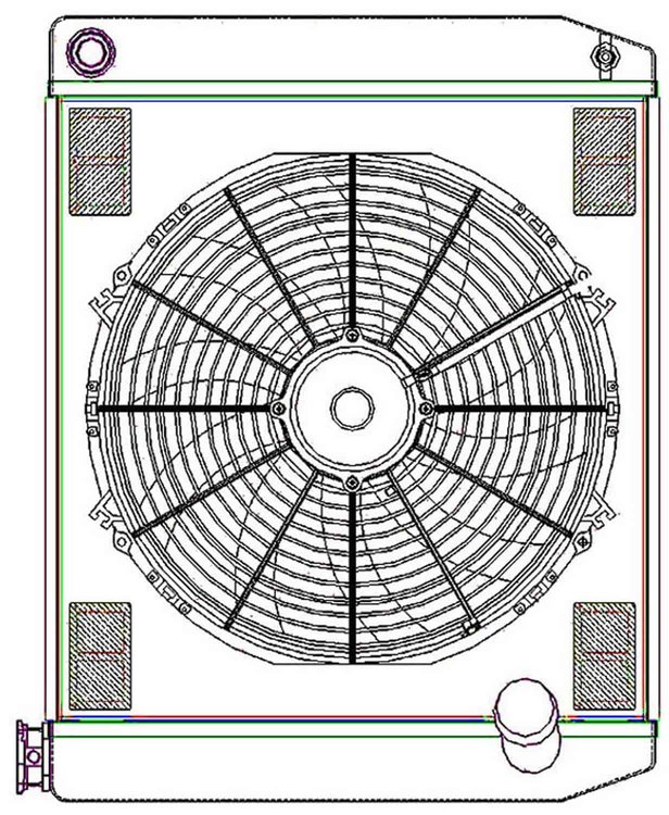 ClassicCool ComboUnit Universal Fit Radiator and Fan Single Pass Crossflow Design 24" x 19" with 16AN Inlet