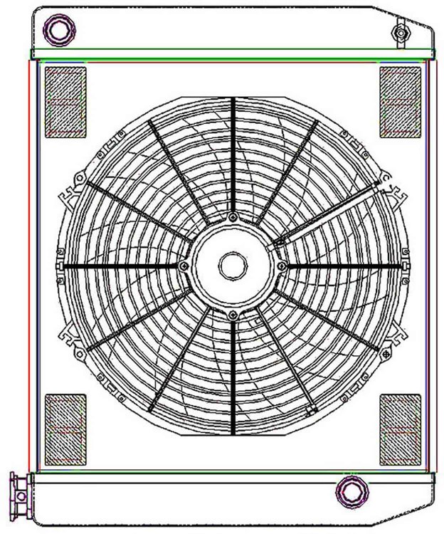ClassicCool ComboUnit Universal Fit Radiator and Fan Single Pass Crossflow Design 24" x 19" with 16AN Inlet/Outlet
