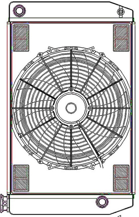 ClassicCool ComboUnit Universal Fit Radiator and Fan Single Pass Crossflow Design 26" x 15.50" with 16AN Inlet/Outlet