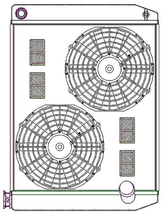 ClassicCool ComboUnit Universal Fit Radiator and Fan Single Pass Crossflow Design 26" x 19" with 16AN Inlet