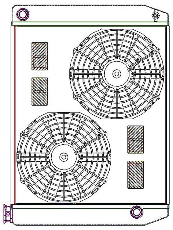 ClassicCool ComboUnit Universal Fit Radiator and Fan Single Pass Crossflow Design 26" x 19" with 16AN Inlet/Outlet