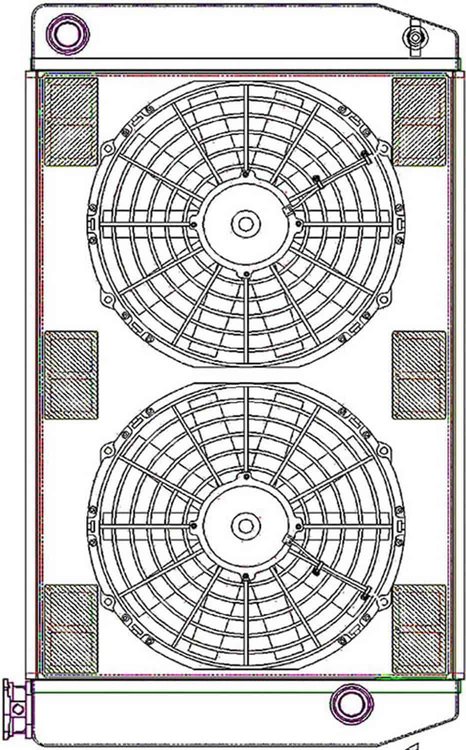 ClassicCool ComboUnit Universal Fit Radiator and Fan Single Pass Crossflow Design 27.50" x 15.50" with 16AN Inlet/Outlet
