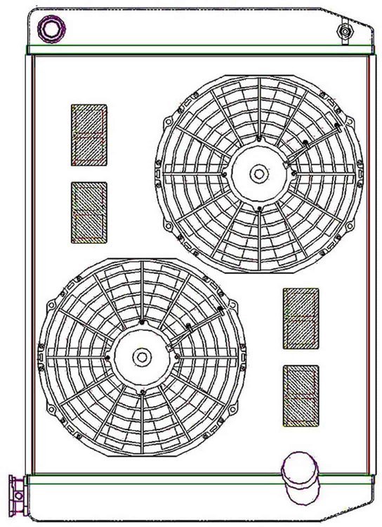 ClassicCool ComboUnit Universal Fit Radiator and Fan Single Pass Crossflow Design 27.50" x 19" with 16AN Inlet