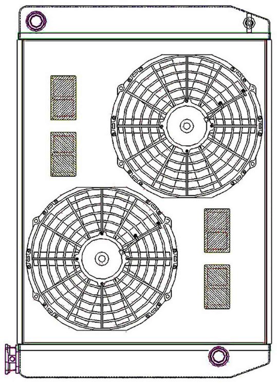 ClassicCool ComboUnit Universal Fit Radiator and Fan Single Pass Crossflow Design 27.50" x 19" with 16AN Inlet/Outlet