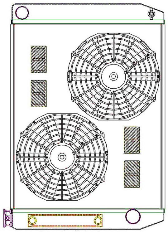 ClassicCool ComboUnit Universal Fit Radiator and Fan Single Pass Crossflow Design 27.50" x 19" with Transmission Cooler