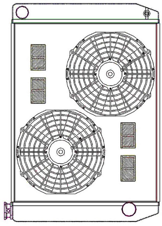 ClassicCool ComboUnit Universal Fit Radiator and Fan Single Pass Crossflow Design 27.50" x 19" with Straight Outlet