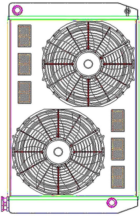 ClassicCool ComboUnit Universal Fit Radiator and Fan Single Pass Crossflow Design 31" x 19" with 16AN Inlet/Outlet