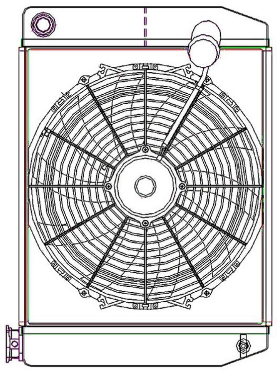 ClassicCool CombuUnit Universal Fit Radiator and Fan Dual Pass Crossflow Design 22" x 15.50" with 16AN Inlet