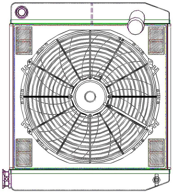 ClassicCool CombuUnit Universal Fit Radiator and Fan Dual Pass Crossflow Design 22" x 19" with 16AN Inlet