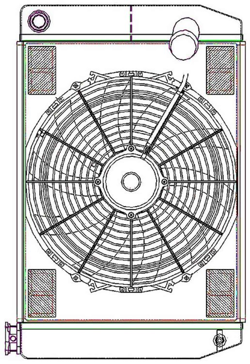 ClassicCool CombuUnit Universal Fit Radiator and Fan Dual Pass Crossflow Design 24" x 15.50" with 16AN Inlet