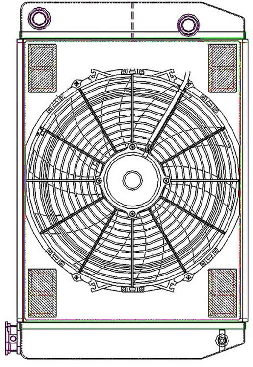 ClassicCool ComboUnit Universal Fit Radiator and Fan Dual Pass Crossflow Design 24" x 15.50" with 16AN Inlet/Outlet