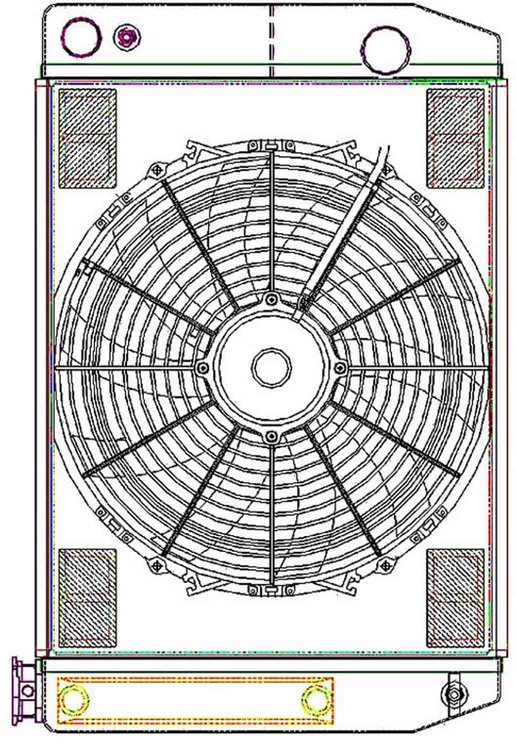 ClassicCool CombuUnit Universal Fit Radiator and Fan Dual Pass Crossflow Design 24" x 15.50" for LS Swap with Cooler
