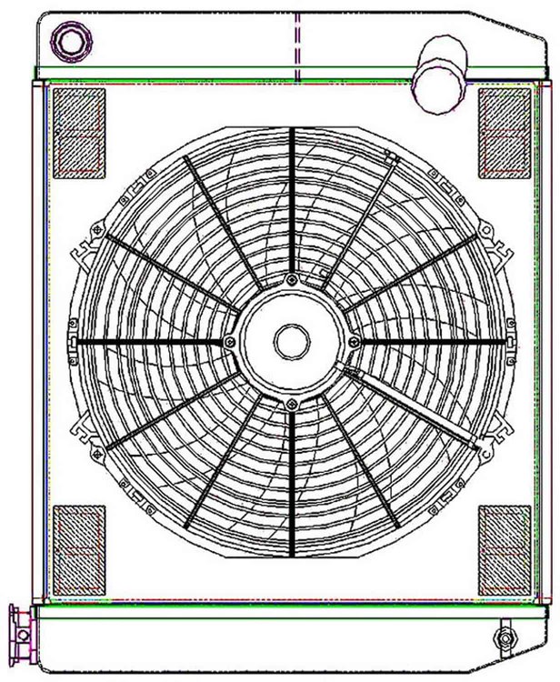 ClassicCool CombuUnit Universal Fit Radiator and Fan Dual Pass Crossflow Design 24" x 19" with 16AN Inlet
