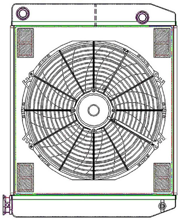 ClassicCool CombuUnit Universal Fit Radiator and Fan Dual Pass Crossflow Design 24" x 19" with 16AN Inlet/Outlet
