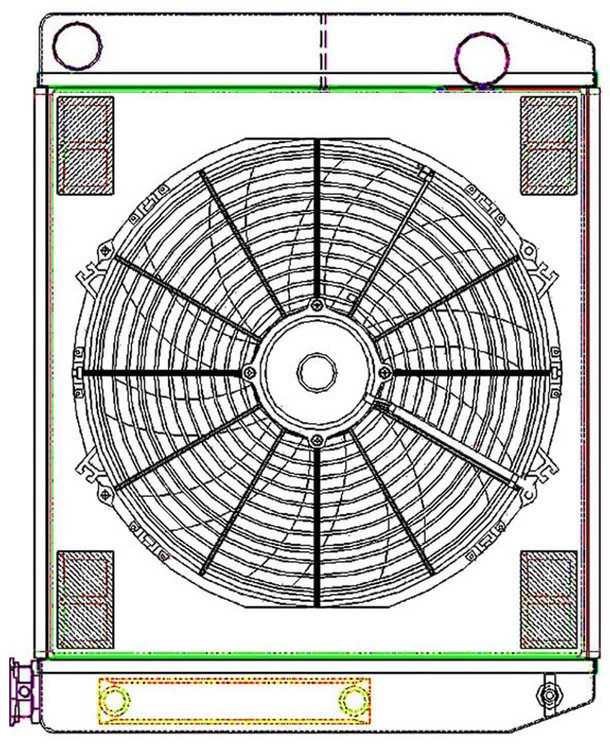 ClassicCool ComboUnit Universal Fit Radiator and Fan Dual Pass Crossflow Design 24" x 19" with Transmission Cooler