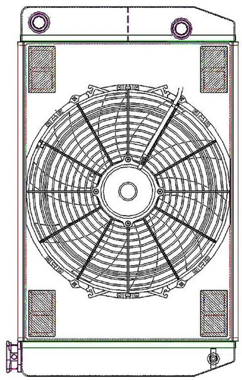 ClassicCool ComboUnit Universal Fit Radiator and Fan Dual Pass Crossflow Design 26" x 15.50" with 16AN Inlet/Outlet