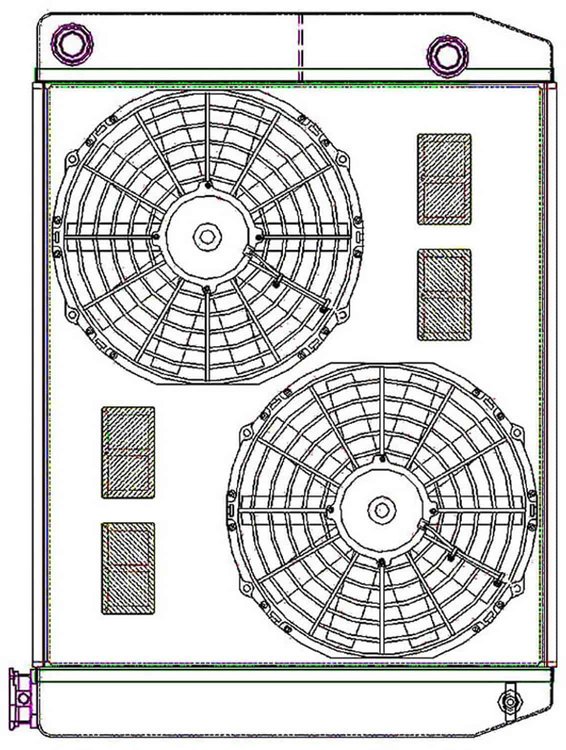 ClassicCool ComboUnit Universal Fit Radiator and Fan Dual Pass Crossflow Design 26" x 19" with 16AN Inlet/Outlet