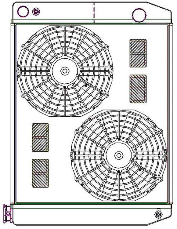 ClassicCool ComboUnit Universal Fit Radiator and Fan Dual Pass Crossflow Design 26" x 19" with Straight Outlet