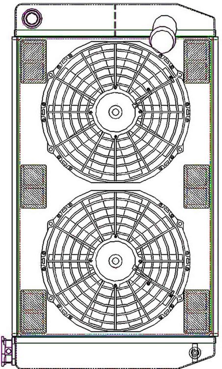 ClassicCool CombuUnit Universal Fit Radiator and Fan Dual Pass Crossflow Design 27.50" x 15.50" with 16AN Inlet