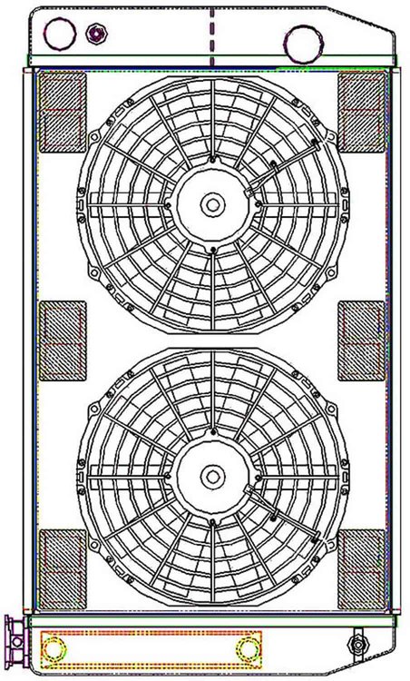 ClassicCool CombuUnit Universal Fit Radiator and Fan Dual Pass Crossflow Design 27.50" x 15.50" for LS Swap with Cooler