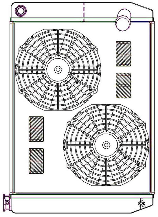 ClassicCool CombuUnit Universal Fit Radiator and Fan Dual Pass Crossflow Design 27.50" x 19" with 16AN Inlet