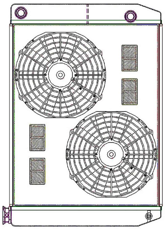 ClassicCool ComboUnit Universal Fit Radiator and Fan Dual Pass Crossflow Design 27.50" x 19" with 16AN Inlet/Outlet