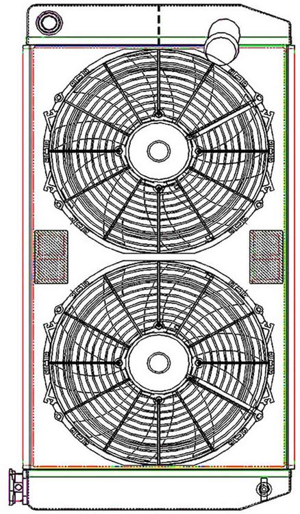ClassicCool CombuUnit Universal Fit Radiator and Fan Dual Pass Crossflow Design 31" x 15.50" with 16AN Inlet