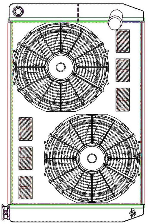 ClassicCool CombuUnit Universal Fit Radiator and Fan Dual Pass Crossflow Design 31" x 19" with 16AN Inlet