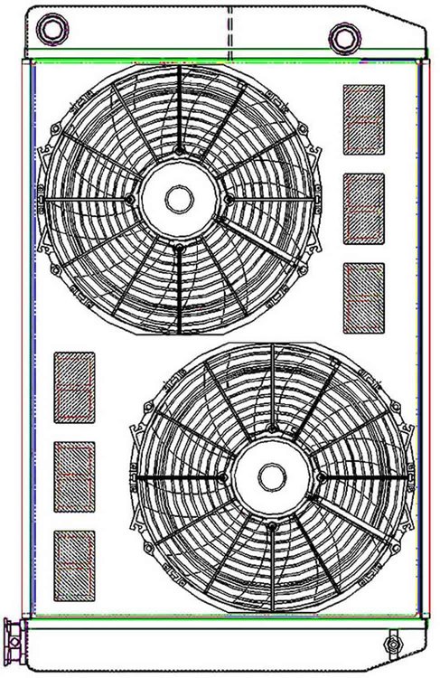 ClassicCool ComboUnit Universal Fit Radiator and Fan Dual Pass Crossflow Design 31" x 19" with 16AN Inlet/Outlet