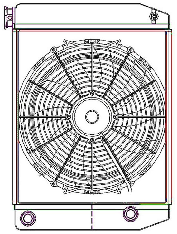 ClassicCool ComboUnit Universal Fit Radiator and Fan Dual Pass Crossflow Design 22" x 15.50" with 16AN Inlet/Outlet