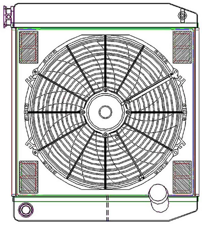 ClassicCool ComboUnit Universal Fit Radiator and Fan Dual Pass Crossflow Design 22" x 19" with 16AN Inlet