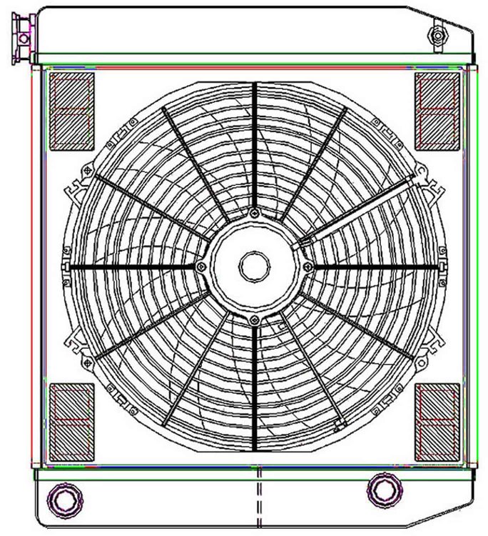 ClassicCool ComboUnit Universal Fit Radiator and Fan Dual Pass Crossflow Design 22" x 19" with 16AN Inlet/Outlet