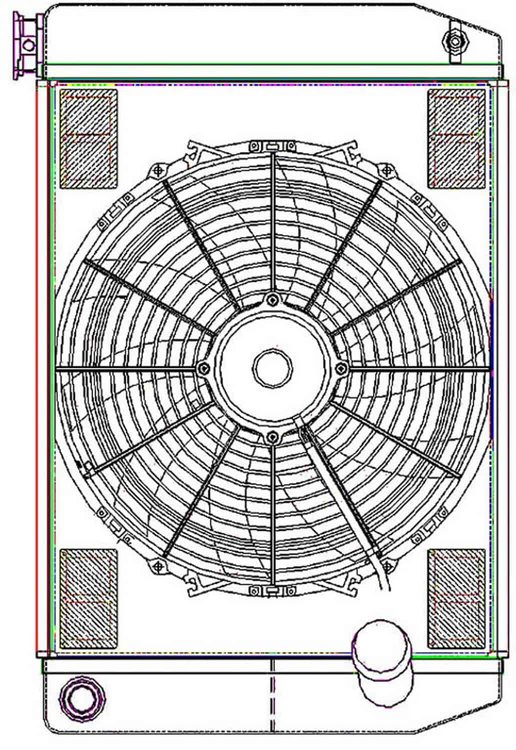 ClassicCool ComboUnit Universal Fit Radiator and Fan Dual Pass Crossflow Design 24" x 15.50" with 16AN Inlet