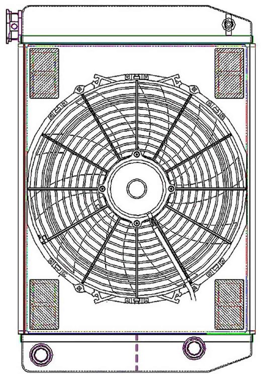 ClassicCool ComboUnit Universal Fit Radiator and Fan Dual Pass Crossflow Design 24" x 15.50" with 16AN Inlet/Outlet