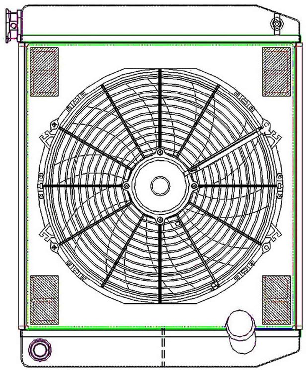 ClassicCool ComboUnit Universal Fit Radiator and Fan Dual Pass Crossflow Design 24" x 19" with 16AN Inlet