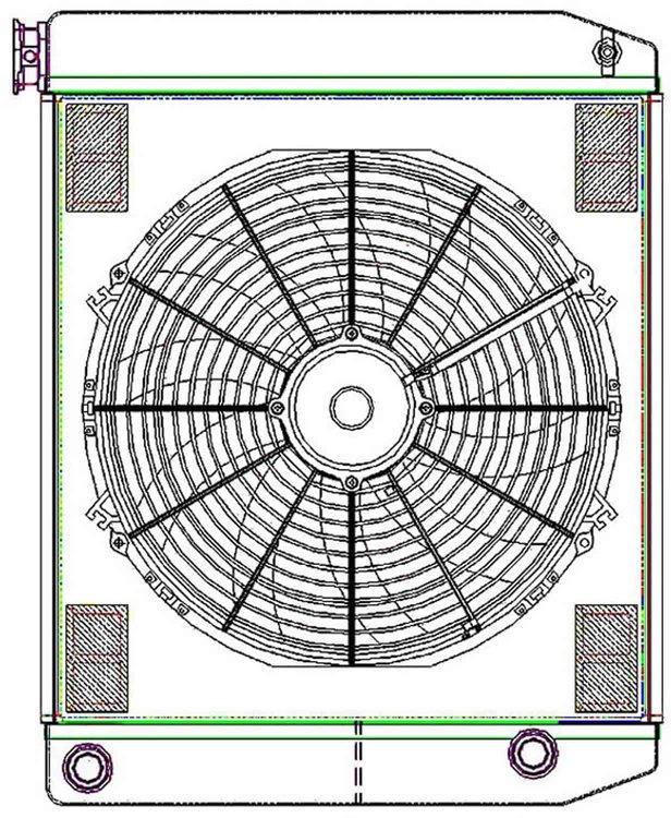 ClassicCool ComboUnit Universal Fit Radiator and Fan Dual Pass Crossflow Design 24" x 19" with 16AN Inlet/Outlet