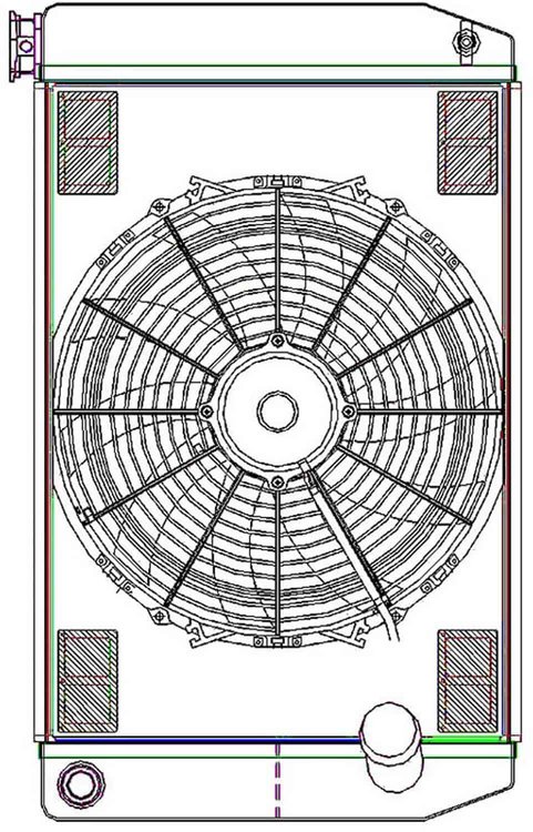 ClassicCool ComboUnit Universal Fit Radiator and Fan Dual Pass Crossflow Design 26" x 15.50" with 16AN Inlet