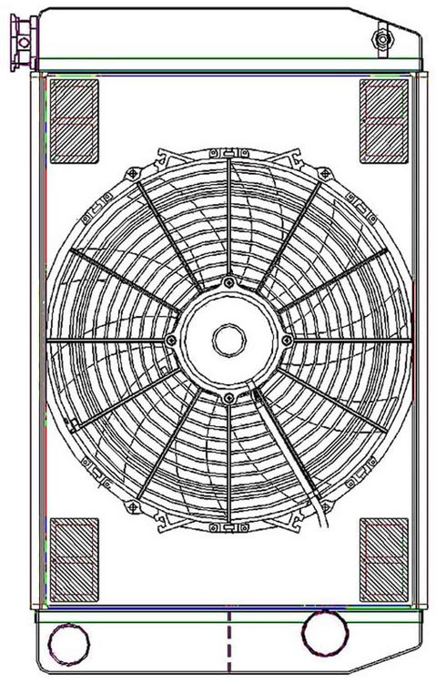 ClassicCool ComboUnit Universal Fit Radiator and Fan Dual Pass Crossflow Design 26" x 15.50" with Straight Outlet