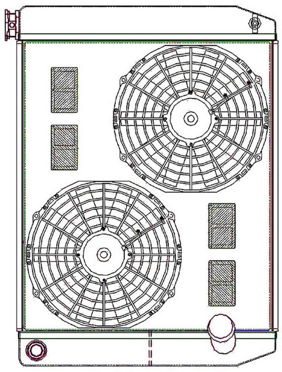 ClassicCool ComboUnit Universal Fit Radiator and Fan Dual Pass Crossflow Design 26" x 19" with 16AN Inlet
