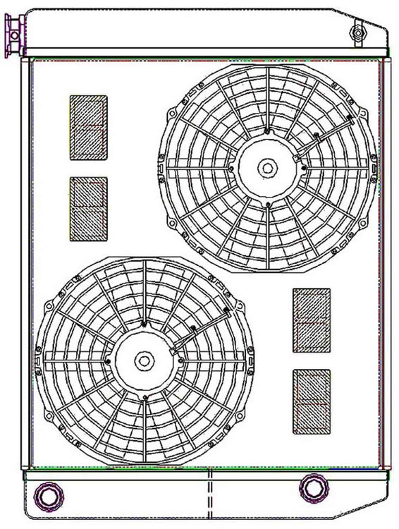 ClassicCool ComboUnit Universal Fit Radiator and Fan Dual Pass Crossflow Design 26" x 19" with 16AN Inlet/Outlet