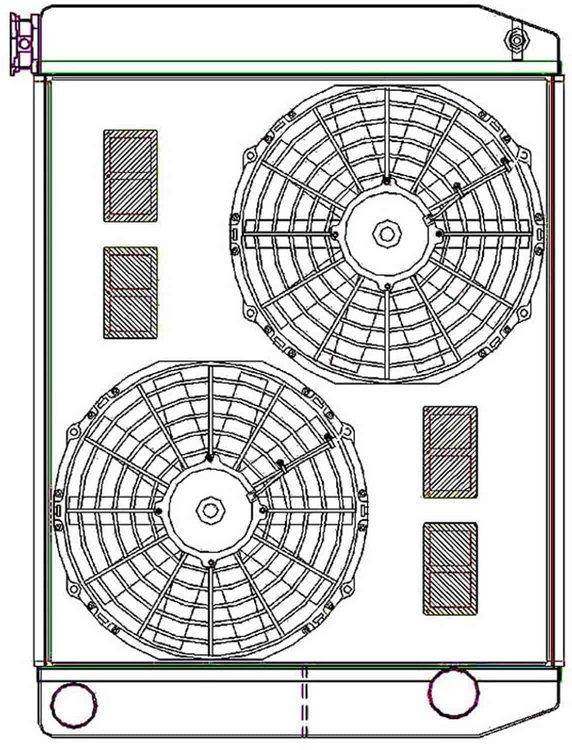 ClassicCool ComboUnit Universal Fit Radiator and Fan Dual Pass Crossflow Design 26" x 19" with Straight Outlet