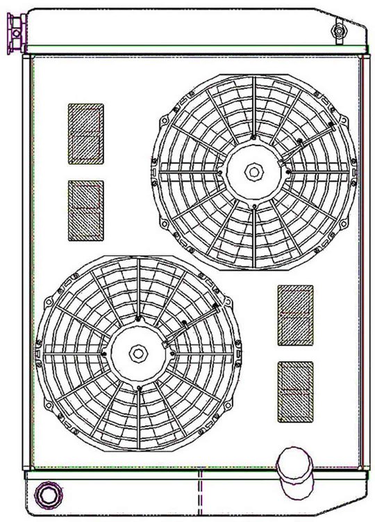 ClassicCool ComboUnit Universal Fit Radiator and Fan Dual Pass Crossflow Design 27.50" x 19" with 16AN Inlet