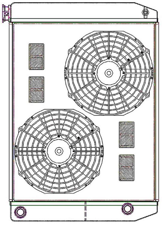 ClassicCool ComboUnit Universal Fit Radiator and Fan Dual Pass Crossflow Design 27.50" x 19" with 16AN Inlet/Outlet