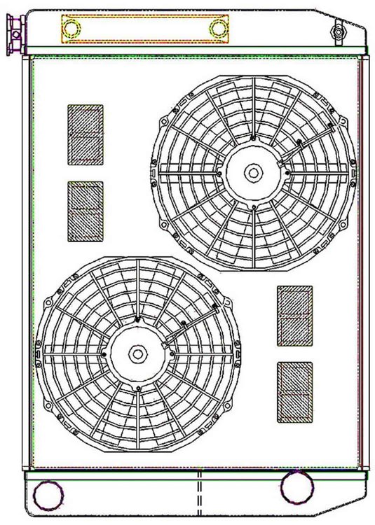 ClassicCool ComboUnit Universal Fit Radiator and Fan Dual Pass Crossflow Design 27.50" x 19" with Transmission Cooler