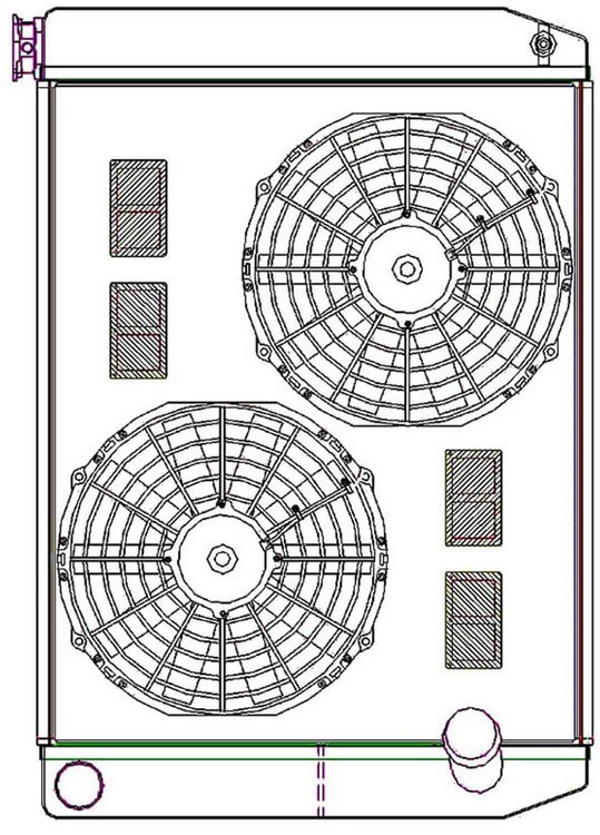 ClassicCool ComboUnit Universal Fit Radiator and Fan Dual Pass Crossflow Design 27.50" x 19" with No Options