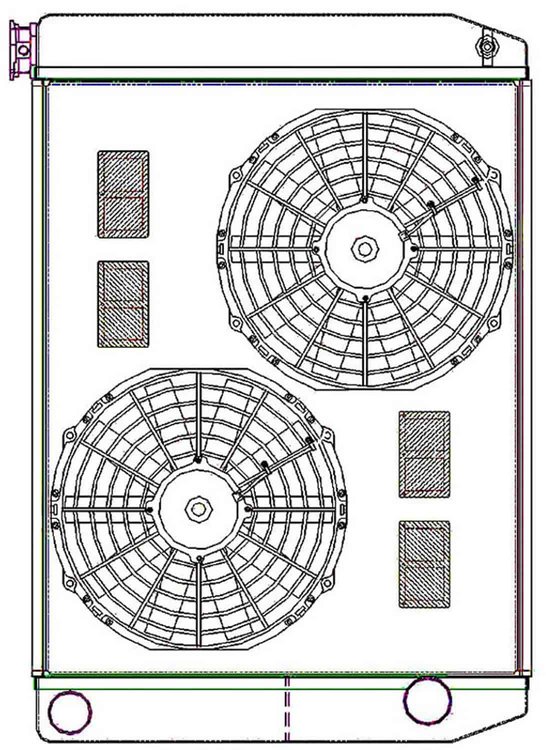 ClassicCool ComboUnit Universal Fit Radiator and Fan Dual Pass Crossflow Design 27.50" x 19" with Straight Outlet