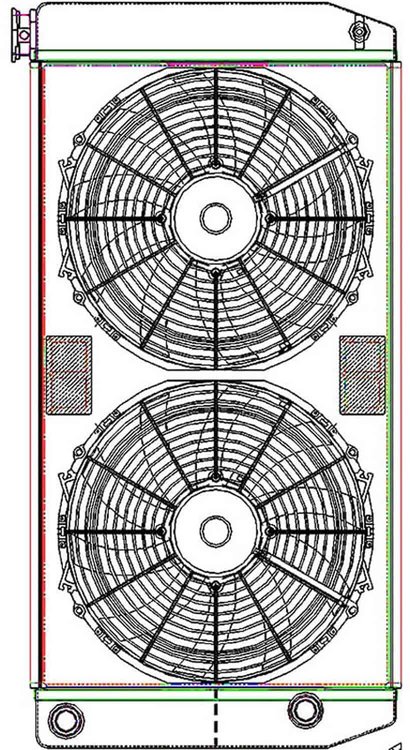 ClassicCool ComboUnit Universal Fit Radiator and Fan Dual Pass Crossflow Design 31" x 15.50" with 16AN Inlet/Outlet